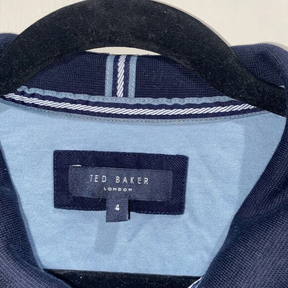 TED BAKER Designer Men Button Up Knit Jacket Cotton Navy Blue Ted 4 Sz Large - Picture 4 of 12